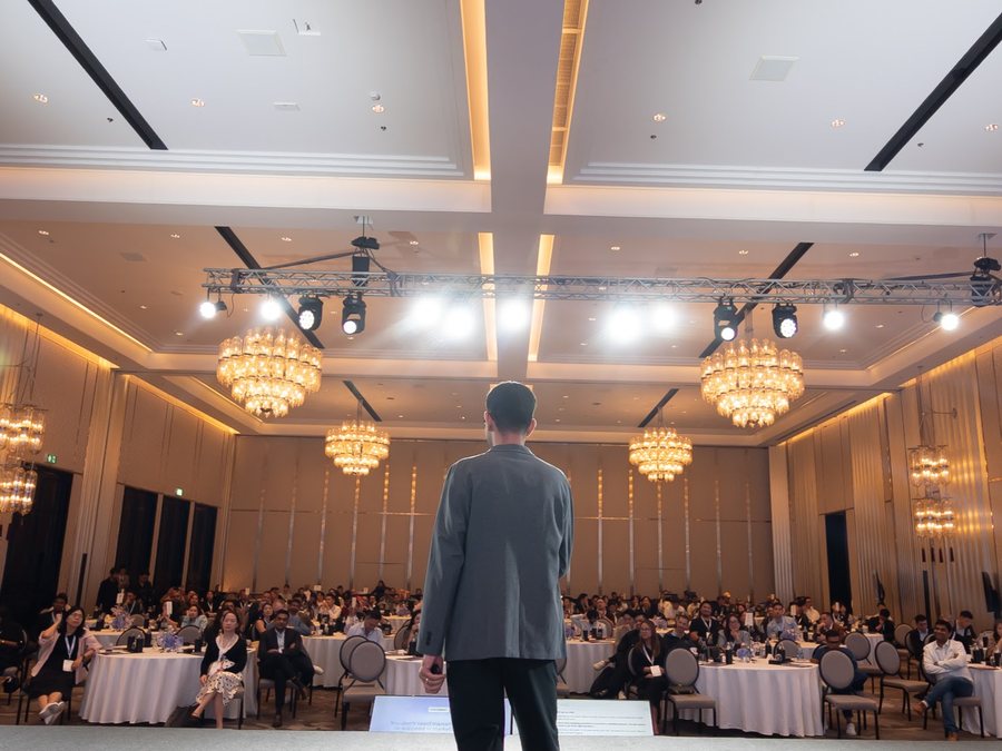 Opening a talk to a full ballroom